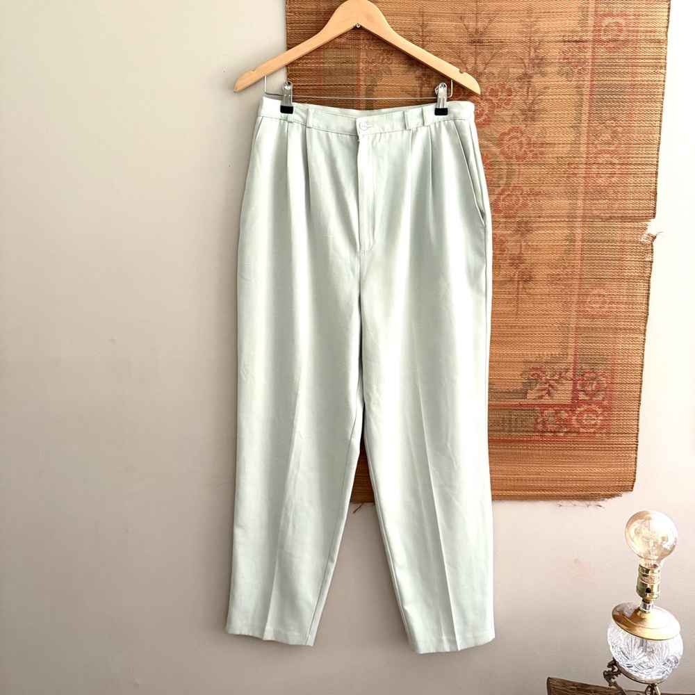 90s Mint Green Pastel High Waisted Straight Tapered Trousers